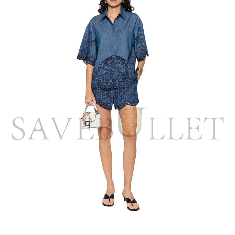 ZIMMERMANN COCO EMBROIDERED DENIM SHIRT 